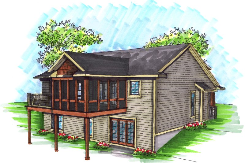 Home Plan - Exterior - Rear Elevation for Ranch House Plan #70-1034 - 2 bed, 2 bath