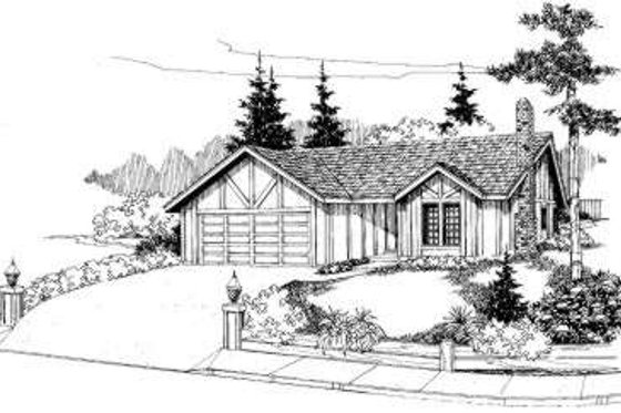 Exterior - Front Elevation for Bungalow House Plan #303-289 - 3 bed, 2 bath