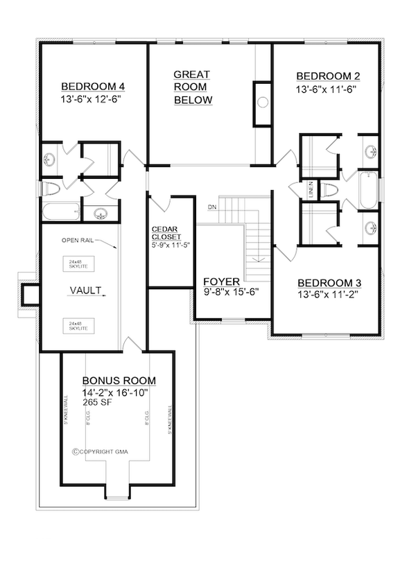 Architectural House Design - Traditional Floor Plan - Upper Floor Plan #30-366