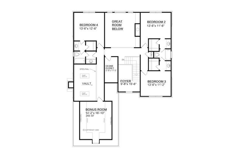 Home Plan - Floor Plan - Upper Floor for Traditional House Plan #30-366 - 4 bed, 3.5 bath