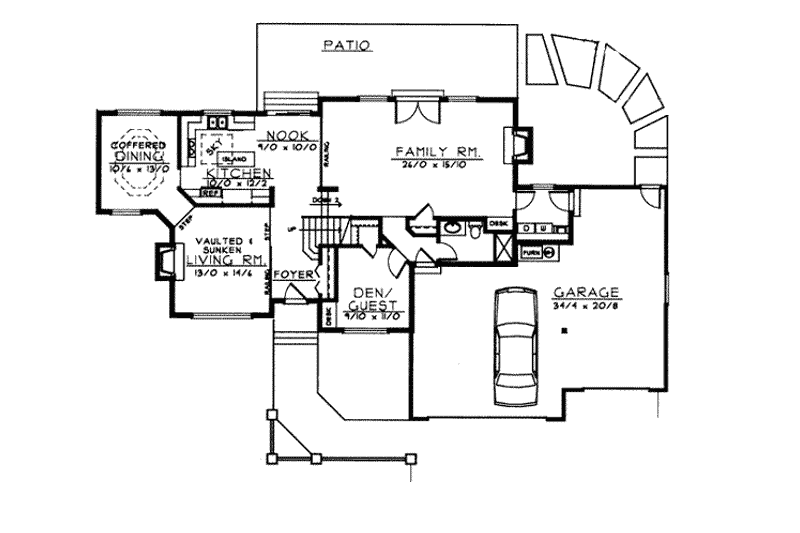 Architectural House Design - Floor Plan - Main Floor for Traditional House Plan #97-220 - 4 bed, 3 bath