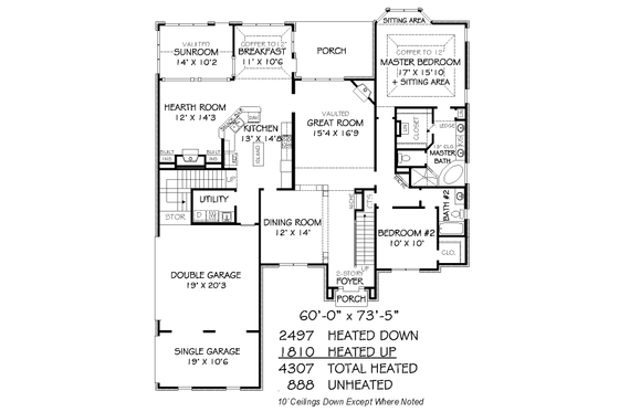 Floor Plan - Main Floor for Traditional House Plan #424-347 - 5 bed, 4 bath