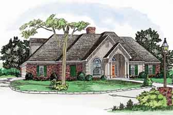 Exterior - Front Elevation for European House Plan #16-268 - 3 bed, 2 bath