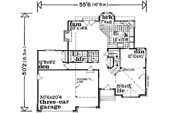 Floor Plan - Main Floor for Traditional House Plan #47-626 - 3 bed, 2.5 bath