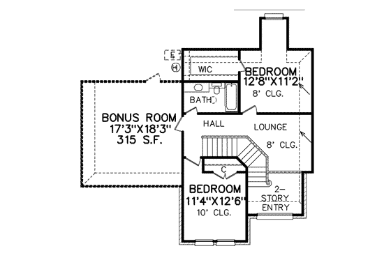 Floor Plan - Upper Floor for Traditional House Plan #65-491 - 4 bed, 3 bath