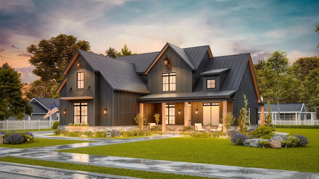 Exterior - Front Elevation 2 for Farmhouse House Plan #119-433 - 3 bed, 3.5 bath