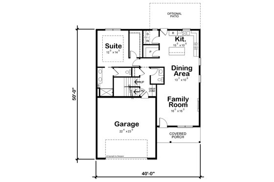 Floor Plan - Main Floor for Cottage House Plan #20-2486 - 3 bed, 2.5 bath