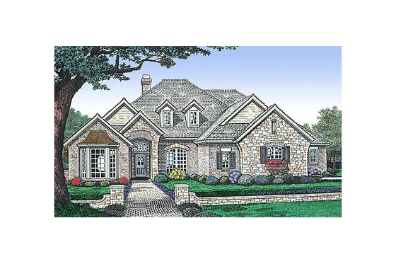 Exterior - Front Elevation for European House Plan #310-327 - 4 bed, 3.5 bath