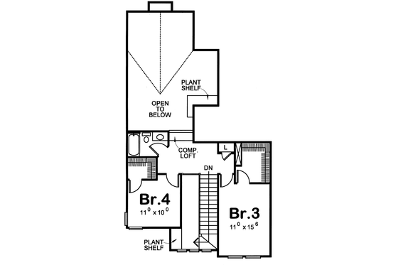 Floor Plan - Upper Floor for Craftsman House Plan #20-1235 - 4 bed, 3 bath