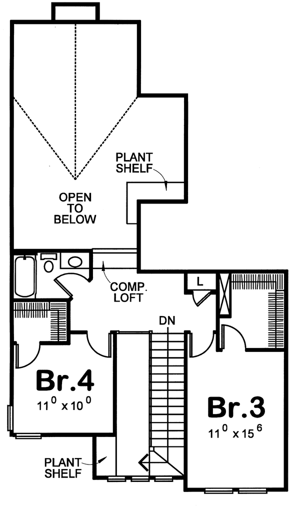 Floor Plan - Upper Floor for Craftsman House Plan #20-1235 - 4 bed, 3 bath