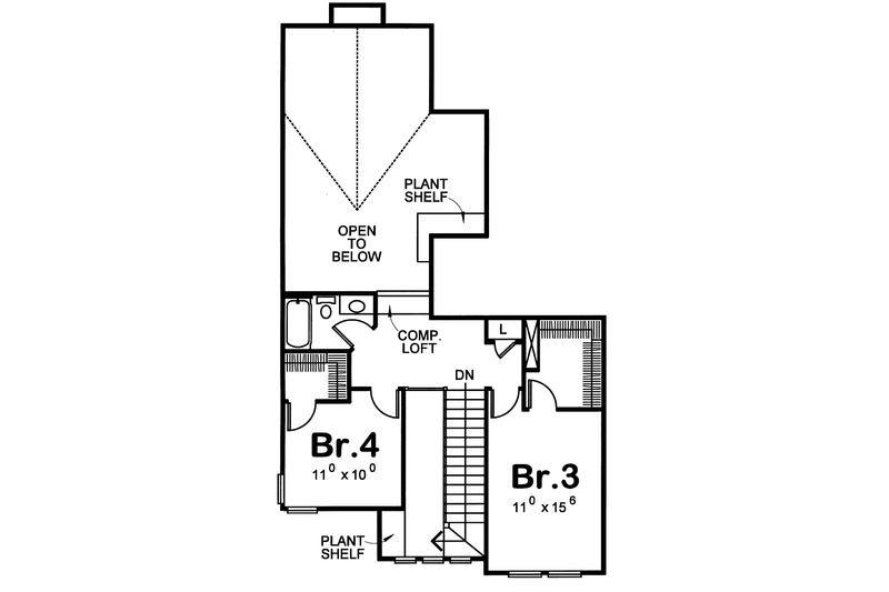Dream House Plan - Floor Plan - Upper Floor for Craftsman House Plan #20-1235 - 4 bed, 3 bath