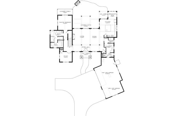 Floor Plan - Main Floor for Craftsman House Plan #895-12 - 3 bed, 2.5 bath