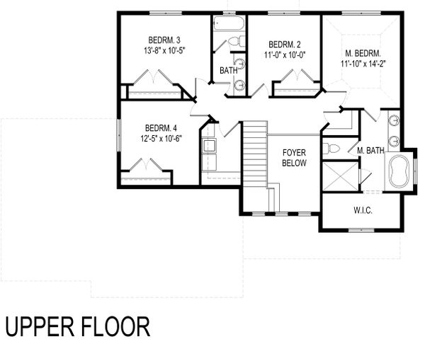 Architectural House Design - Traditional Floor Plan - Upper Floor Plan #920-114