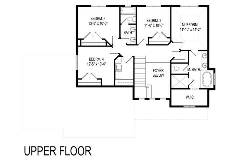 Architectural House Design - Floor Plan - Upper Floor for Traditional House Plan #920-114 - 4 bed, 2.5 bath