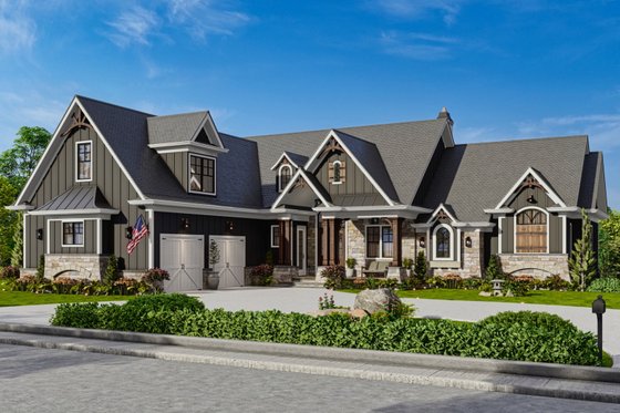 Exterior - Front Elevation 8 for Craftsman House Plan #54-585 - 3 bed, 3.5 bath