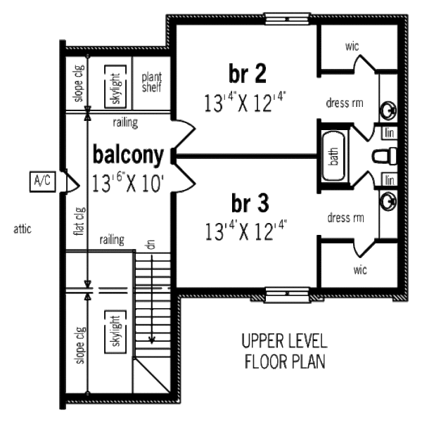 Traditional Floor Plan - Upper Floor Plan #45-314