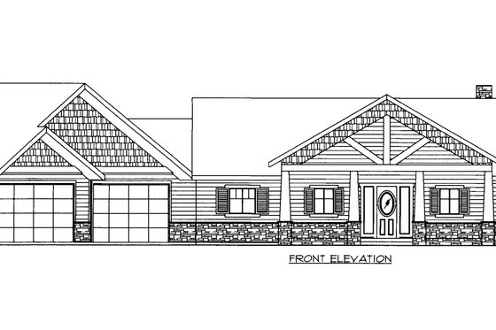 Exterior - Front Elevation 3 for Craftsman House Plan #117-968 - 7 bed, 4.5 bath