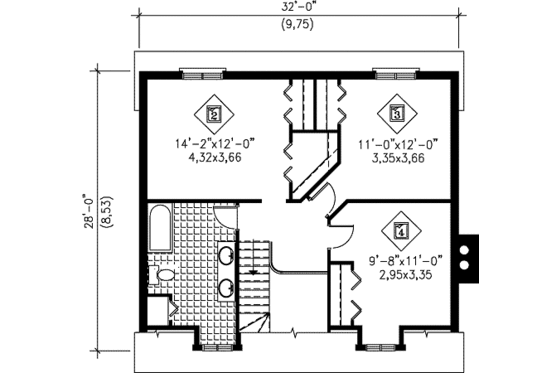 Floor Plan - Upper Floor for Cottage House Plan #25-4249 - 4 bed, 2 bath