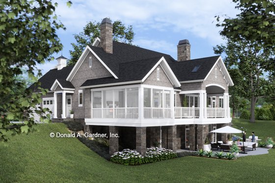 Exterior - Rear Elevation 1 for European House Plan #929-1015 - 4 bed, 4 bath