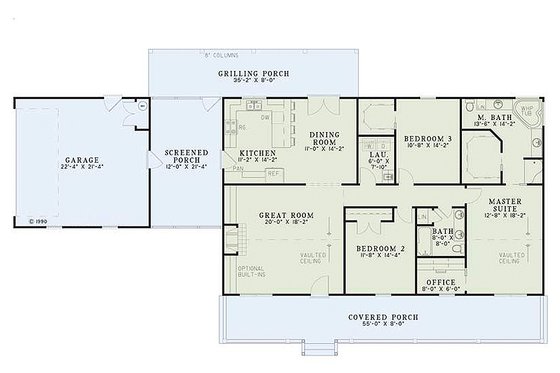 Floor Plan - Main Floor for Ranch House Plan #17-2142 - 3 bed, 2 bath