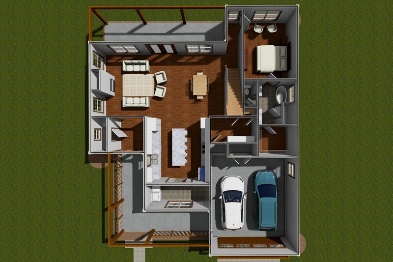 House Design - Floor Plan - Main Floor 1 for Farmhouse House Plan #513-2239 - 3 bed, 2.5 bath