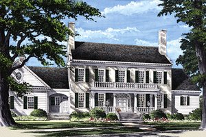 Exterior - Front Elevation 4 for Colonial House Plan #137-247 - 4 bed, 3 bath