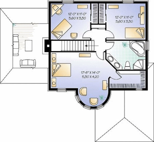 House Design - European Floor Plan - Upper Floor Plan #23-2155
