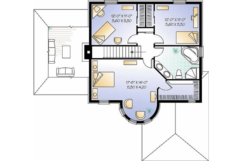 Architectural House Design - Floor Plan - Upper Floor for European House Plan #23-2155 - 3 bed, 2 bath