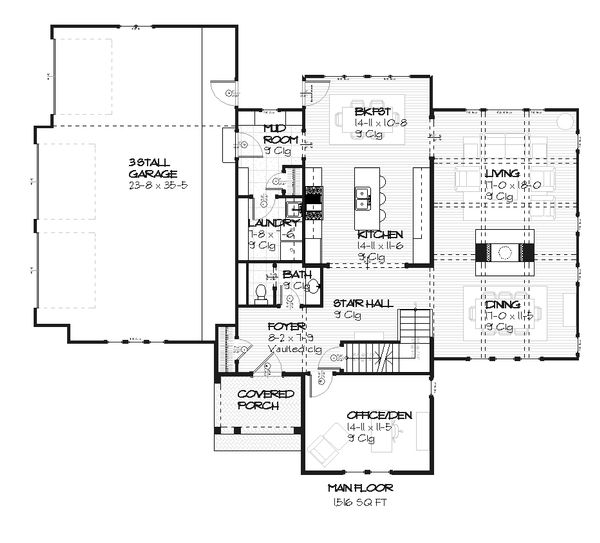 Tudor style, house plan