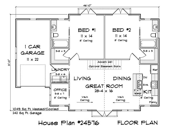 House Blueprint - Cottage Floor Plan - Main Floor Plan #513-2369