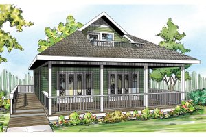 Cottage Exterior - Front Elevation Plan #124-916