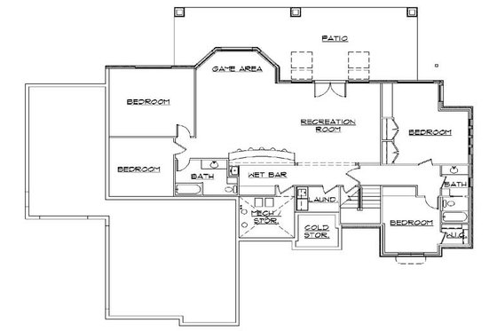 Floor Plan - Lower Floor for European House Plan #5-356 - 5 bed, 3.5 bath