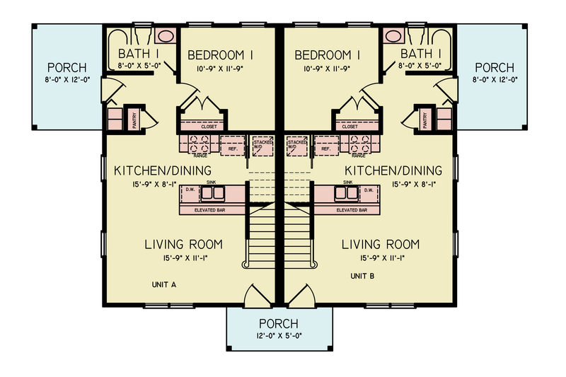 House Blueprint - Floor Plan - Main Floor for Ranch House Plan #54-624 - 6 bed, 6 bath