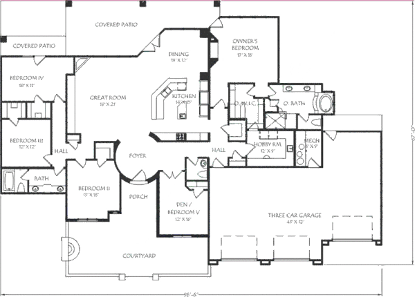 Adobe / Southwestern Floor Plan - Main Floor Plan #24-275