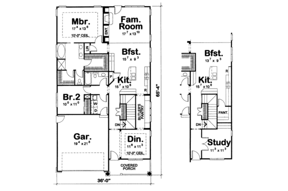 Floor Plan - Main Floor for Bungalow House Plan #20-2139 - 2 bed, 2 bath