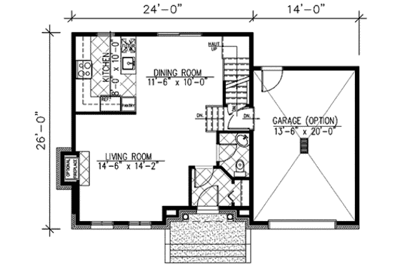 Floor Plan - Main Floor for European House Plan #138-296 - 3 bed, 1.5 bath