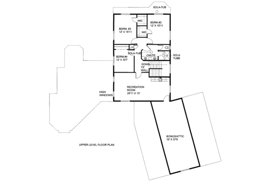 Floor Plan - Upper Floor for Bungalow House Plan #117-743 - 4 bed, 3.5 bath
