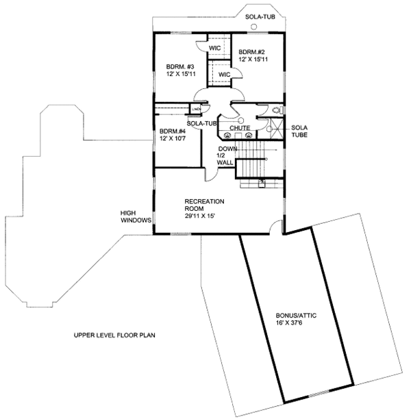 Bungalow Floor Plan - Upper Floor Plan #117-743