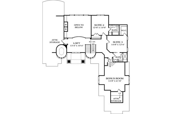Floor Plan - Upper Floor for European House Plan #453-39 - 5 bed, 4.5 bath