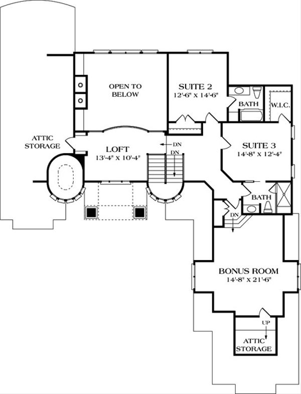 House Blueprint - European Floor Plan - Upper Floor Plan #453-39
