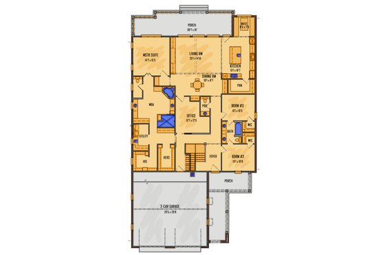 Floor Plan - Main Floor for Bungalow House Plan #1081-43 - 3 bed, 2.5 bath