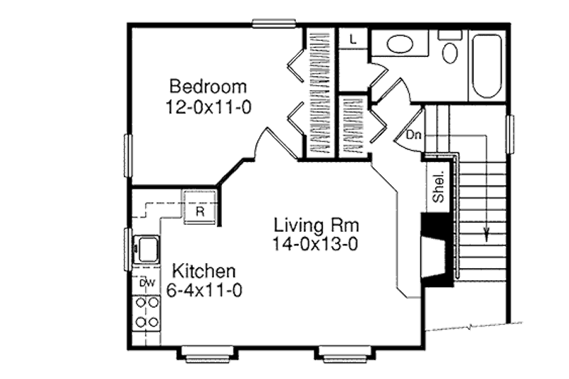 Home Plan - Floor Plan - Upper Floor for Traditional House Plan #57-364 - 1 bed, 1 bath
