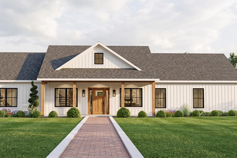 House Blueprint - Exterior - Front Elevation 2 for Farmhouse House Plan #1064-98 - 4 bed, 2.5 bath