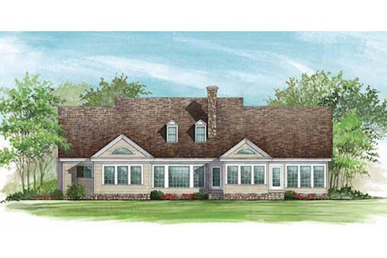 Exterior - Rear Elevation for Country House Plan #137-156 - 3 bed, 2 bath