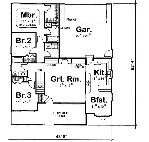 Home Plan - Traditional Floor Plan - Main Floor Plan #20-422