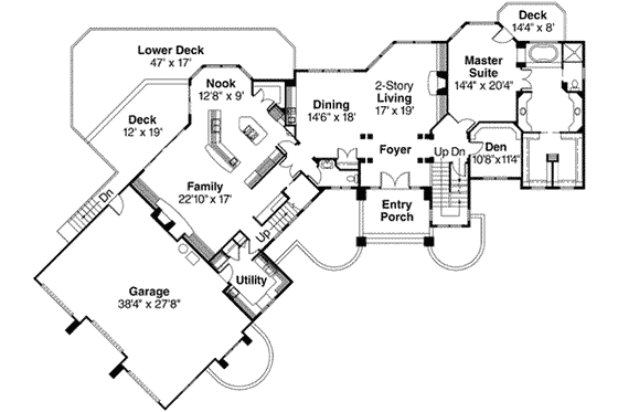 Floor Plan - Main Floor for Craftsman House Plan #124-393 - 4 bed, 4.5 bath