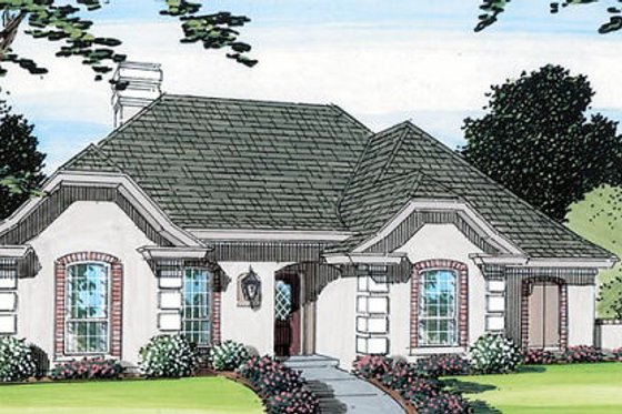 Exterior - Front Elevation for European House Plan #312-443 - 4 bed, 3 bath