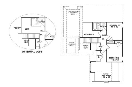 Floor Plan - Upper Floor for European House Plan #81-169 - 3 bed, 2.5 bath