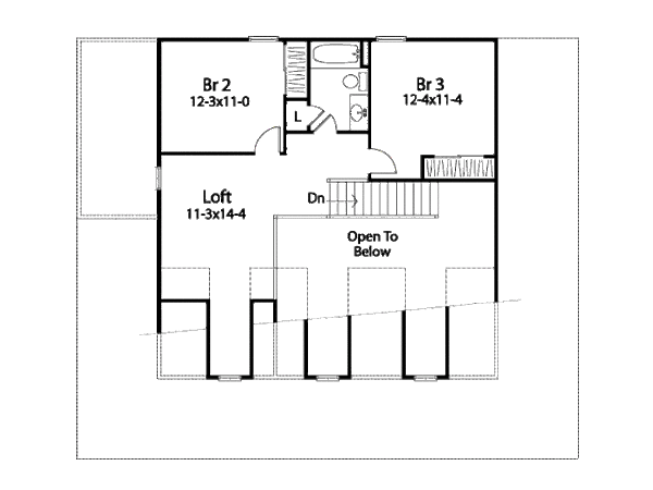 Country style farm house plan, upper level floor plan