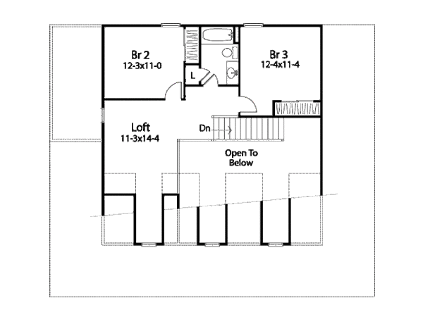 House Plan Design - Country style farm house plan, upper level floor plan